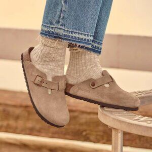 Birkenstock Taupe Suede Boston Clogs size 38 (8)